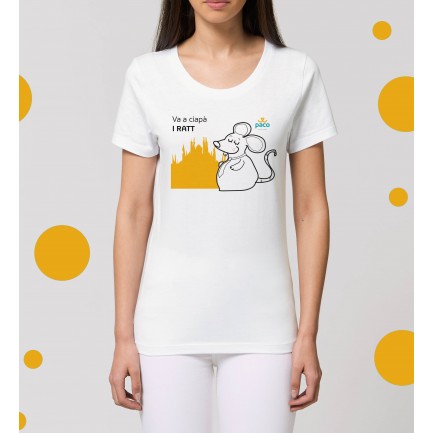 Camiseta Slim Fit 'Va a ciapà i ratt' de mujer 100% algodón