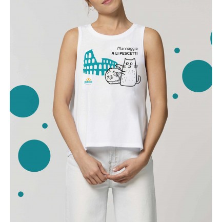 Camiseta de tirantes "Mannaggia A Li Pescetti" de mujer 100% algodón