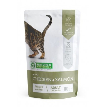 Nature's Protection Pouch Weight Control Chicken and Salmon Wet for Cats