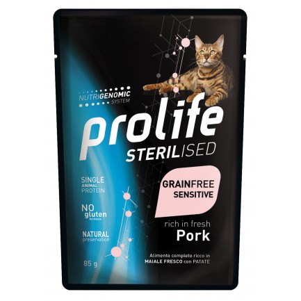 Prolife Sterilised con cerdo Comida húmeda para gatos