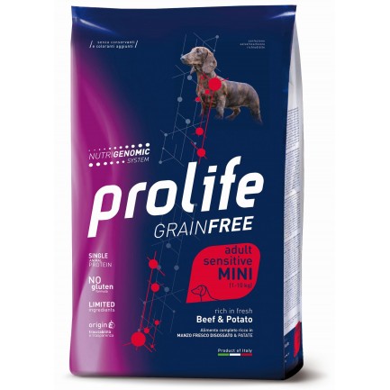 Prolife Sensitive GRAIN FREE Mini avec bœuf et pommes de terre pour chiens